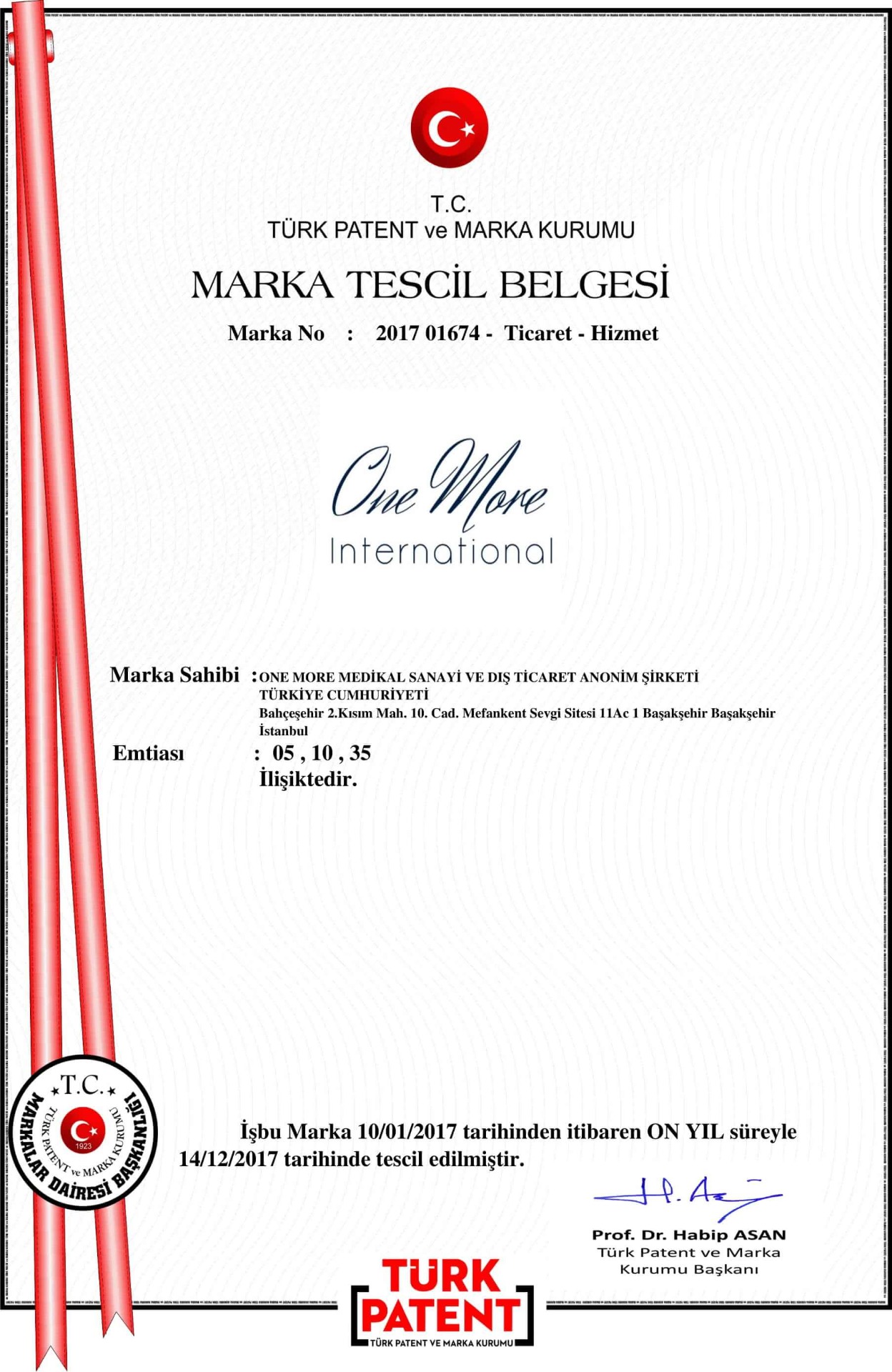 Patent značky One More International.